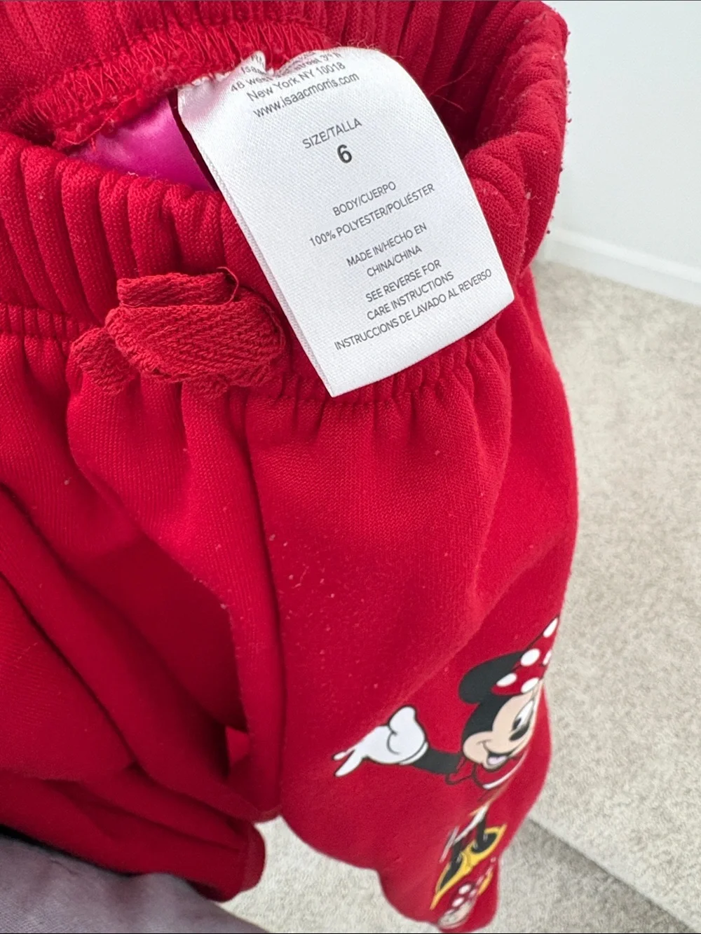 Girls Minnie Mouse Red Hoodie & Joggers Set Size 6